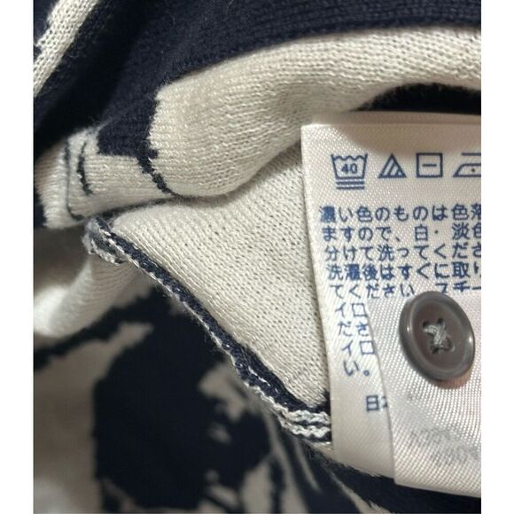 Women's Blue and White Floral Supima Cotton Button Up Lands End Cardigan Size Me - Picture 4 of 6